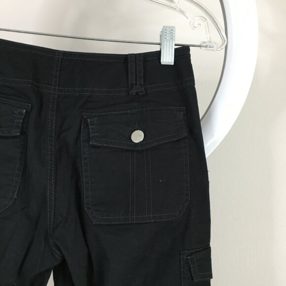 I AM GIA Black Ruching Adj Drawstring Hem Cargo Pockets Pant Jeans - Picture 12 of 12